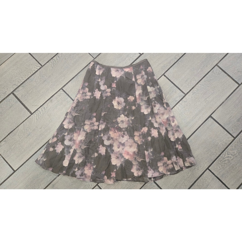 DKNY Donna Karan New York Floral Pleated Wool Blend Midi Skirt Size 4